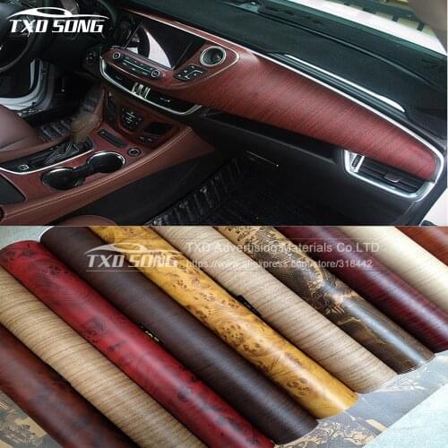 10*124CM/Lot Vinyl Wood Grain Textured Car Wrap Car Film Internal Stickers Waterproof Self-adhesive Car Sticker Car Styling