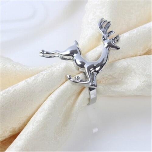 2 Colors Creative Christmas Deer Shape Napkin Alloy Napkin Buckle Wedding Party Napkin Ring Napkin Holder Desktop Decoration