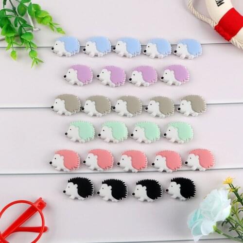 Kovict 30/50pcs Cartoon New Hedgehog Silicone Beads Food Grade Pendant DIY Pacifier Chain Accessories Chewable Teether Baby Toys