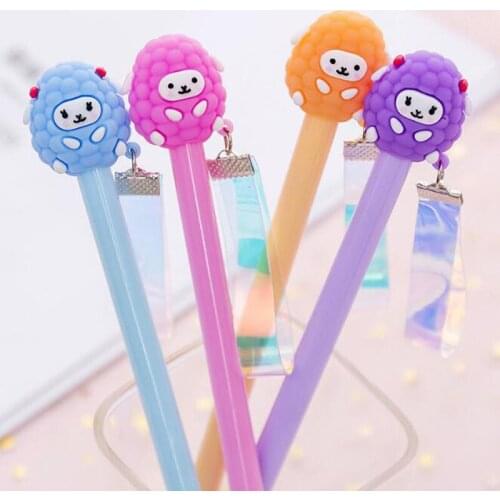 4pc Kawaii Sheep Gel Pen Cartoon Black Signature Writing Pen Accessories Office School Supplies Korea Stationery