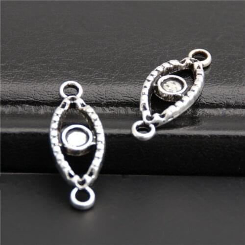 50pcs Silver Color Evil Eye Connector Accessories For Jewelry Charm Connectors Necklace Bracelet Pendants A2746