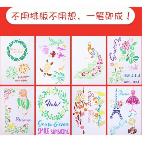 8pcs Tower Peacock Paint Spraying Stencils Wall Art House Decoration Plastic Stencil Manufacturer Shopify Dropshipping Accepted