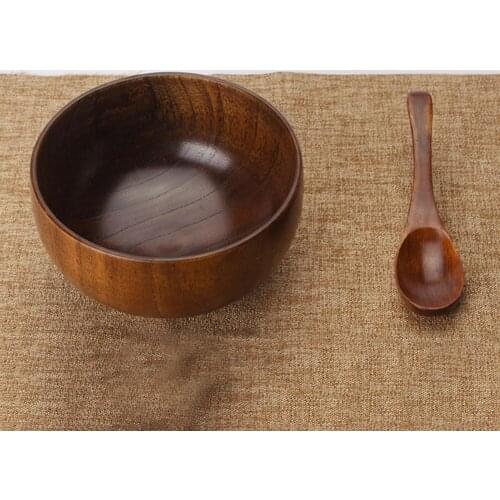 New Wooden Bowl Japanese Style Wood Rice Soup Bowl Salad Bowl Food Container Large Small Bowl for Kids Tableware Wooden Utensils