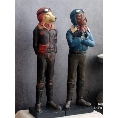 European hand-painted Spanish Style European bulldog retro Be an old dog bulldog pilot Furnishing shop decorations