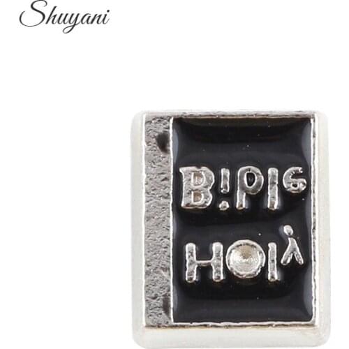 F378 Alloy Metal Silver 20Pcs Book Floating Locket Charms Fit Living Locket Pendant Necklace 9*7mm