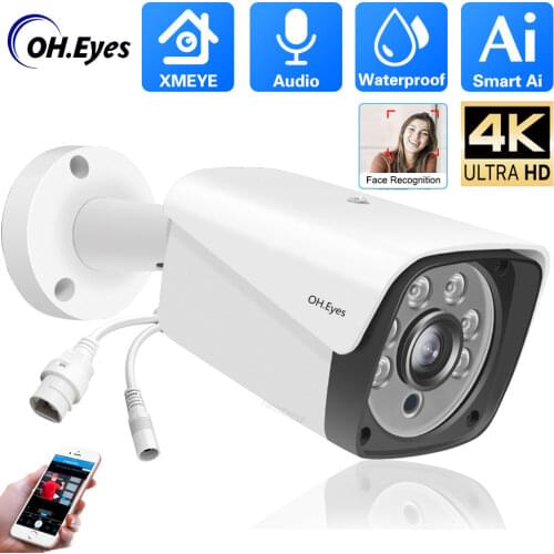 4K IP Camera H.265 8MP Camera 3840X2160 Waterproof Outdoor Motion Detection CCTV Video Security Surveillance Onvif POE