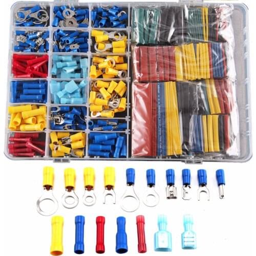 558 pcs PVC&copper Heat Shrink Tube Sleeving Kit Car Wire Electrical Terminals Crimp Connectors with Plastic Box Drop Shopping