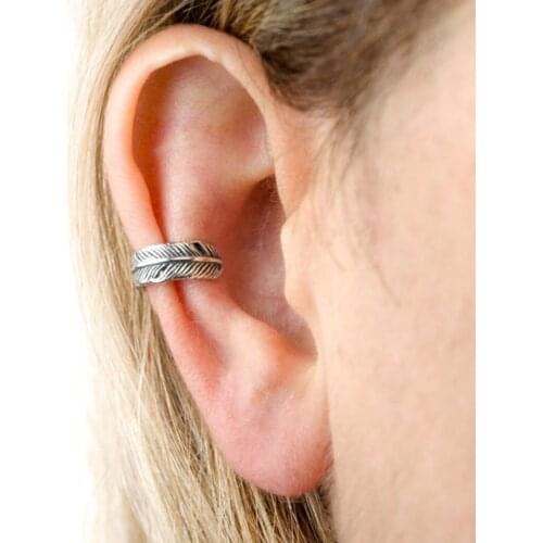 Cxwind Korean Earcuff Feather Ear Cuff Earring Ear Wrap Earrings Boho Vintage Jewelry Gift for Women pendientes mujer Jewelry