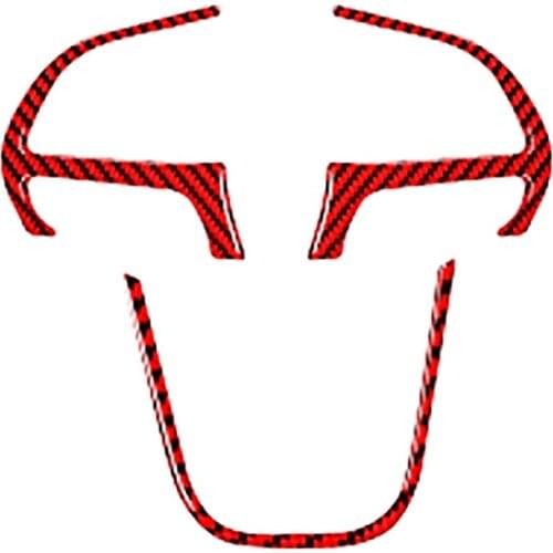 Red Carbon Fiber for Dodge Challenger 2015-2020 Car Steering Wheel Button Cover Trim Sticker Interior Accessories, 3PCS