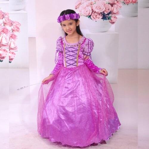 Fashion Children Birthday Party Gifts Rhinestone Neck Short Sleeve Girls Outfits Princess Ball Gown Halloween Costumes for Kids