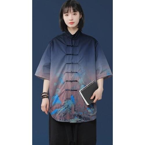 Chinese Style Chinese Painting Men Shirts Oversizes Casual Male T Shirts Big Size Vintagetshirt For Man 2021 New Man Tops 30241