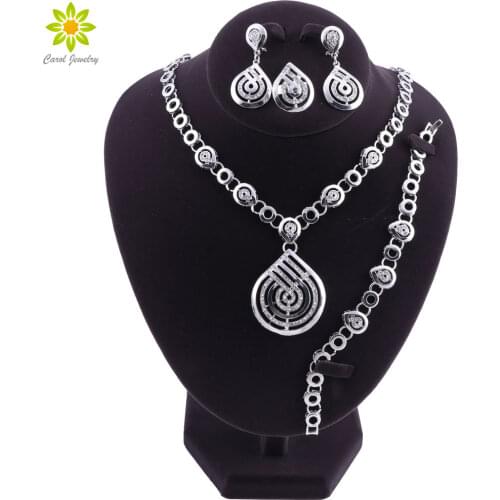 Nigerian Wedding African Beads Water Drop Necklace Earrings Set For Women Party Dubai Wedding Accessories Jewelry Set