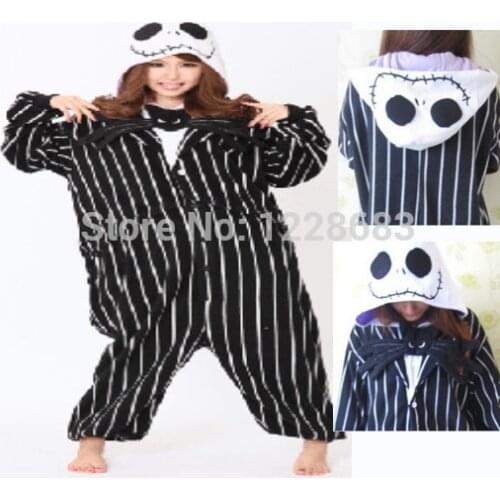 New Adult Party Jack Skellington Pajamas Onesie Plus Size XS- XL Women Men Novelty Anime Jack Skellington Cosplay Costume