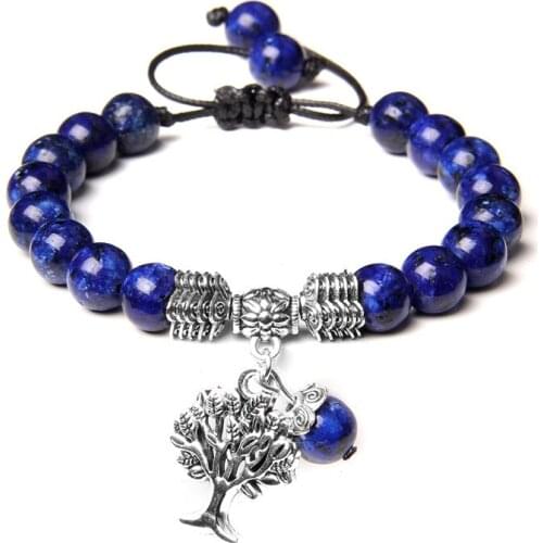 Natural Stone Braided Bracelet Life Tree Charm Bracelets For Women Men Amethysts Lava Tiger Eye Beads Ethnic Handmade Jewelry