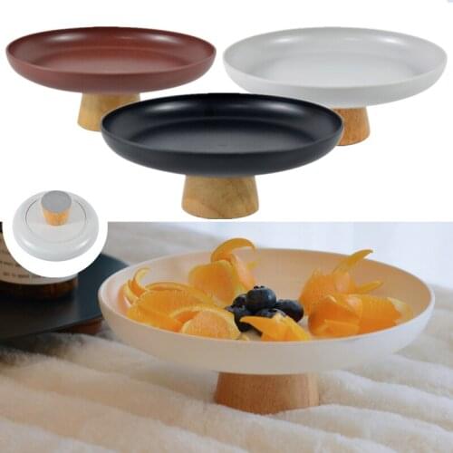 1 Piece Nordic Solid Wood Base Tall Jewelry Storage Tray Fruit Snacks Dessert Table Stand Photo Props Plate