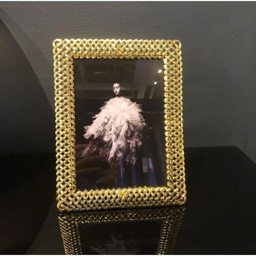 Gold Plating Hollow Zinc Alloy Picture Frame In 4x6, 5x7, 8x10 inches Modern Home Tabletop Decor Metal Rectangle Photo Frames