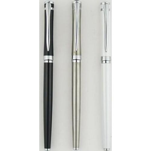 High Quality Pure Stainless Medium Nib 0.5mm Fountain Pen Brand Metal School Study Office Business Writing Pens Gifts