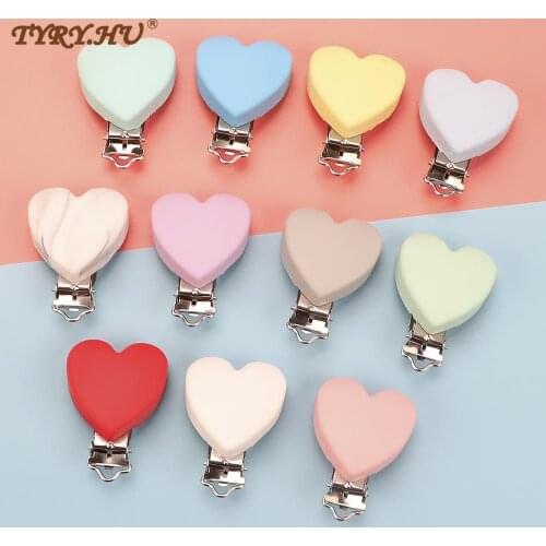 TYRY.HU 10pc/set Heart Love Pacifier Clip Silicone Baby Teether teething Accessories Clip Non-toxic Clasps DIY Bead Tool