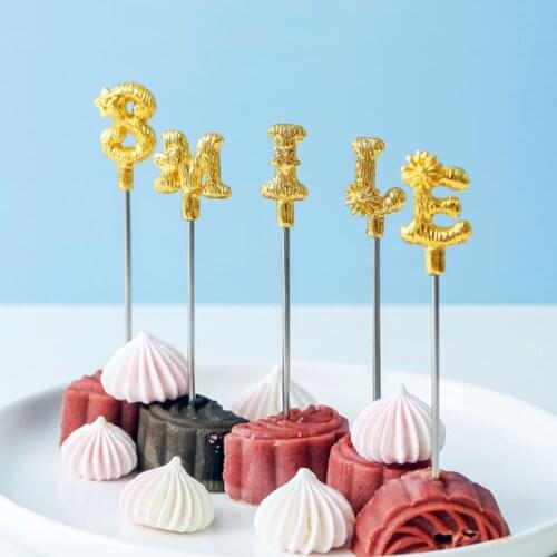 Letter Fruit Fork Set Stainless Steel Silver/Gold Fruit Fork Food Fork with Bracket Suitable for Childrens Family