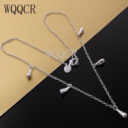 WQQCR New Women Fashion Water Drop Necklace Wedding Banquet Charm 925 Sterling Silver Color High Jewelry Lady Gift