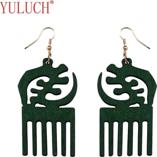 YULUCH Personality Wood Pendant Hollow Earrings For Women Special Comb Shape Pendant Jewelry For Girls Holiday Accessories D009