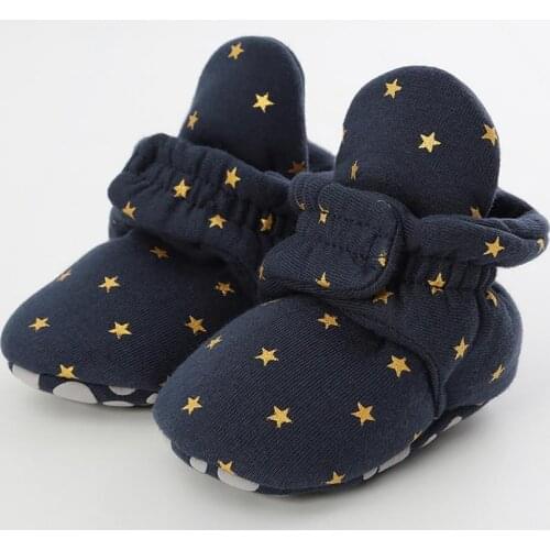 Winter Warm Baby Unisex Cotton Soft Flat Sole Stars Print Non-Slip Toddler Shoes