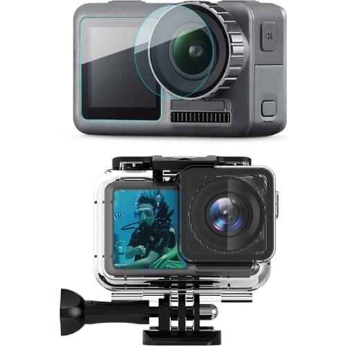 1pcs 61 Meters Waterproof Case Housing Case Diving Protective Housing Underwater Shell & 3pcs Tempered Glass Screen Protector Le