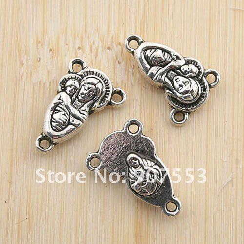 10pcs antiqued silver color mother and child Religious connector findings G1296