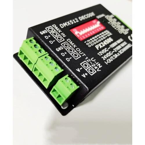 10pcs fast shipping PX24506 DMX 512 Decoder Driver Amplifier Controller For RGB LED Strip Module 9A DMX 512 Amplifier DC12V-24V