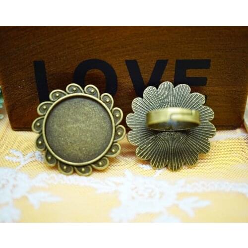 2PCS/lot Round inner size 25MM metal Adjustable Ring Settings for making diy jewelry women 2019 hand made rings cabochon supply