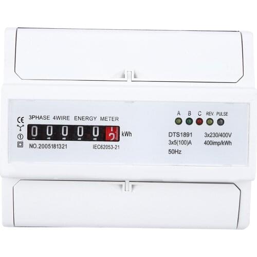 3 Phase Rail Energy Meter 4-Wire Meter DTS1891 High Accuracy 7P Counter Rail Energy Meters 400imp/kwh 50Hz