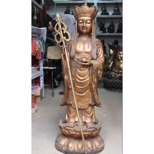 42"China Buddhism Copper Bronze Tang Monk Buddha Statue