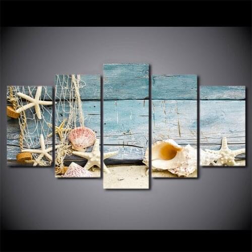 5 Panel Shell Landscape Modular Pictures For Living Room Home Decor Abstract Painting Modern Canvas Painting Unframed