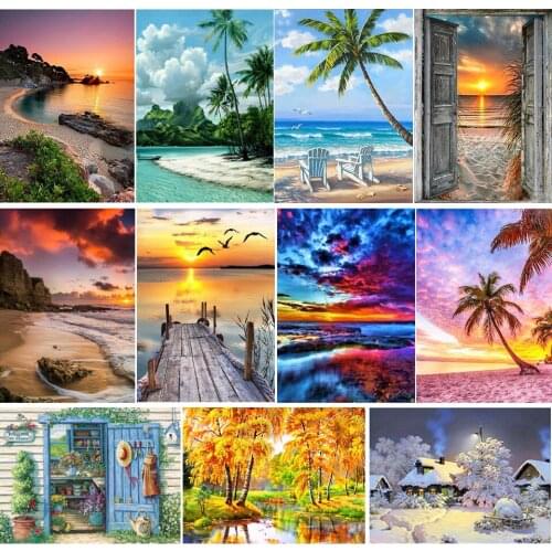 DIY 5D Diamond Painting Landscape Sunset Cross Stitch Kits Diamond Embroidery Full Drill Mosaic Art Home Decor