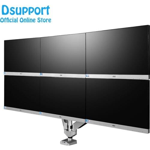 D7S Aluminum Full Motion Six Arm LCD LED TV Mount 10"-24" Monitor Holder Mount Gas Spring Arm Bracket with USB and Audio Ports