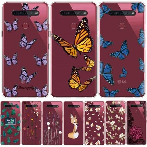 Case For LG K51S 4G Capa Silicon Transparent Back Cover For lg k51s 6.55 inch K51s K51S Bumper Coque Soft funda Flower butterfly