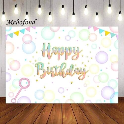 Mehofon Bubble Birthday Party Photography Background Shiny Pop On Over Bubble Theme Girl Bubble Party Backdrop Photo Studio Prop