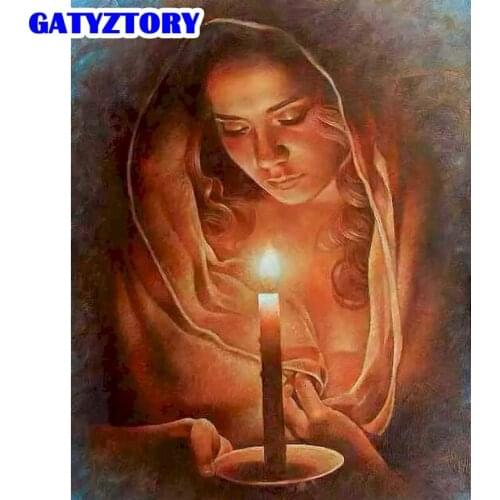 GATYZTORY Diy Painting By Numbers Virgin Mary Wall Decor HandPainted Oil Coloring Acrylic Paint By Number Adults Picture Home De