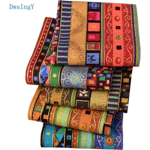 DwaIngY national Series Printed Cotton Linen Fabric For Patchwork DIY Quilting Sewing Decorative materials 7cmx90cm/pcs