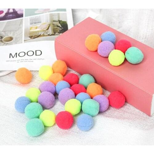 Colorful Soft Plush Ball Cat Toy Interactive Cat Toy Play Ball Kitten Toy Candy Color Ball Assorted Cat Toy 30 Pieces