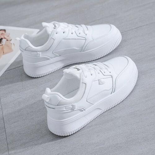 Mazefeng Womens Casual Vulcanize Shoes White Patent Leather 2021 Sport Walking Running Summer Platform Flats Woman Sneakers