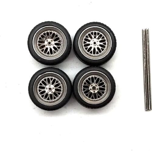 4 Pcs/set 1:64 Diecasts Alloy Rubber Wheel Gears Toy Tyre with axis Model Tire Vehicles General Model For Car Change Accessories