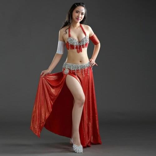 Oriental dance costumes pollywood skirt bra armband hot sex indian women belly dance costume set