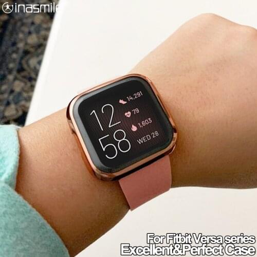 Soft TPU Bumper Case for Versa lite Full Screen Protector cover for Fitbit Versa Versa 2 Versa 3 Sense Smart watch Accessories