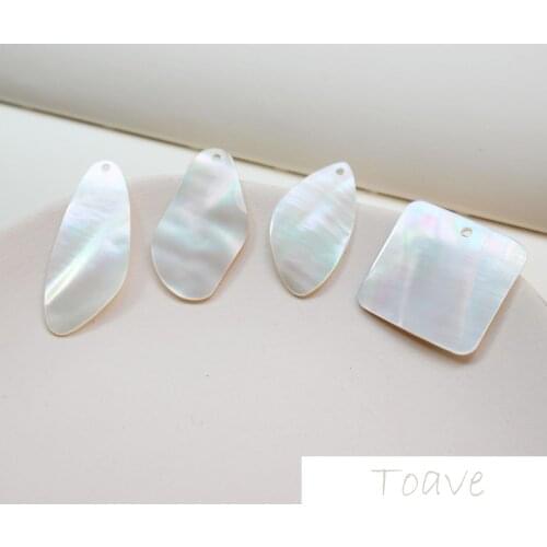 Natural Shell Material Perforated Pendant Square Butterfly Wings Shaped Pendant DIY Earrings Materials Accessories 4 pcs