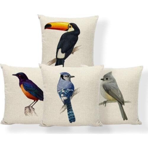 Goldfinch Macaw Toucan Cushion Covers Blue Jay Bird Pillow Nordic Style Hotel For Kids Pillowslip Covers Small Burlap Colorful