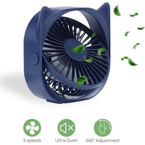 Small Desk Fan 5V Table Personal Portable Mini Fan Powered by USB 3 Speed and Quiet Design for Desktop Office