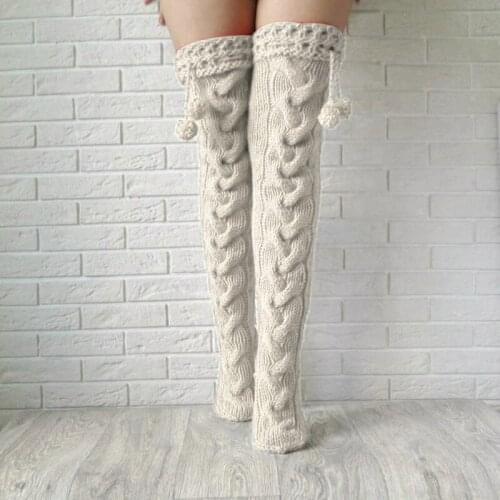 2020 Autumn Winter Womens Long Knitted Stockings Ladies Warm Knit Long Socks Sexy Thigh High Over The Knee Socks