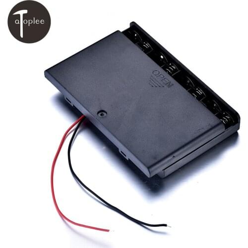 6PCS 12 Volt Battery Holder 8AA Plastic Battery Box Case With ON/OFF Power Switch Wire Leads For Output DC12V