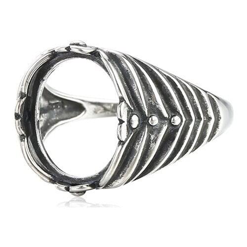 Ring Blank for 12x14mm Oval Cabochons Antique Style Ring Setting Thai Sterling Silver Adjustable Ring Base SR0356